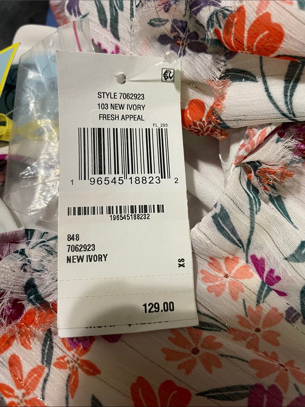 Cece Floral Print Ruffle Dress in New Ivory XS - Picture 7 of 7